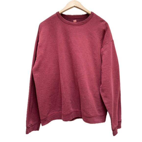 Burgundy Crew Neck Pullover Sweatshirt - Picture 1 of 7